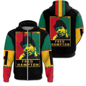 African Hoodie Fred Hampton Black History Month Style Zip Hoodie