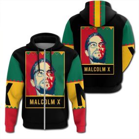 African Hoodie Malcolm X Black History Month Style Zip Hoodie