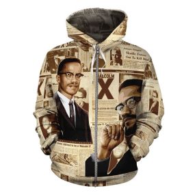 African Hoodie Malcolm X News Zip Hoodie