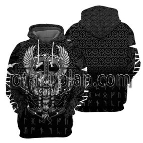 All Black Viking 3D All Over Printed T-Shirt Hoodie