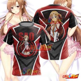 Asuna Sword Art Online Red And Black T-shirt