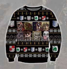 Attack on Titan Pixel Art 3D Printed Ugly Christmas Sweatshirt