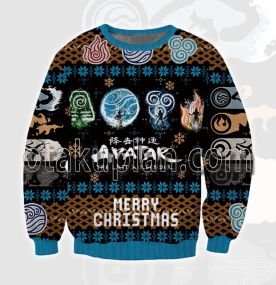 Avatar Last Airbender Christmas Logo 3d Printed Ugly Christmas Sweatshirt