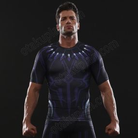 Avengers 3 King Tchalla Short Sleeve Compression Shirt For Men