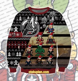 Avenge Heros Retro Christmas 3D Printed Ugly Christmas Sweatshirt
