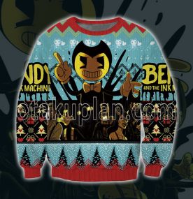 Bendy And The Ink Machine Themeatly Games 3D Printed Ugly Christmas Sweatshirt