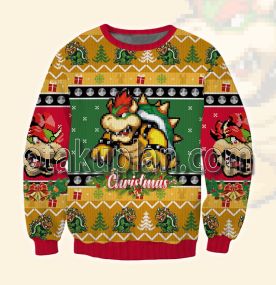 Bowser Sports Mario 3D Printed Ugly Christmas Sweatshirt