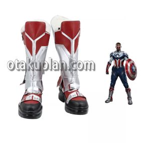Captain America Falcon Sam Wilson Red Cosplay Shoes