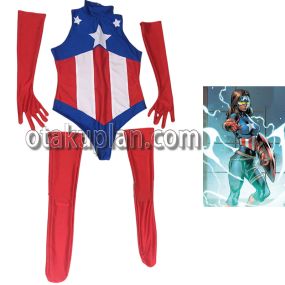 Captain America Female Hero Blue Stitching Cosplay Costume