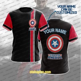 Captain Hero Red And Black Custom Name T-shirt