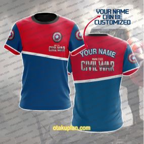 Captain Hero Red And Blue Custom Name T-shirt