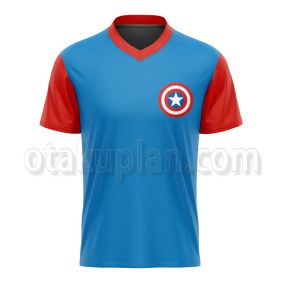 Captain America Star Shield Classic Blue and Red Football Jersey