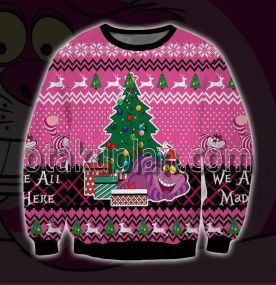 Cheshire Cats Smile 3D Print Ugly Christmas Sweatshirt
