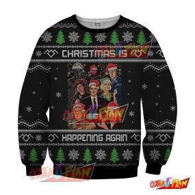 Christmas New Year Winter Is Happening Again 3D Print Ugly Christmas Sweatshirt Black