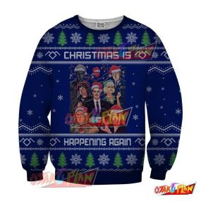 Christmas New Year Winter Is Happening Again 3D Print Ugly Christmas Sweatshirt Navy