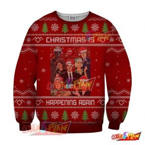 Christmas New Year Winter Is Happening Again 3D Print Ugly Christmas Sweatshirt Red