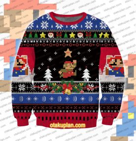 Christmas Wreath Super Mario Bros Ugly Christmas Sweatshirt