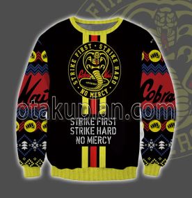 Cobra Kai Never Dies Cobra Kai Karate Kid No Mercy 3D Printed Ugly Christmas Sweatshirt