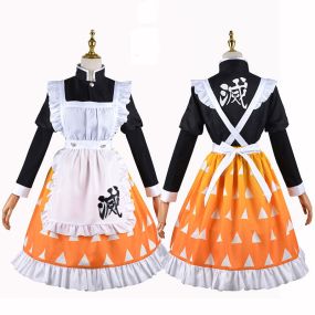 Anime Demon Slayer Zenitsu Agatsuma Lolita Maid Cosplay Costumes