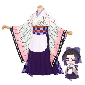 Anime Demon Slayer Kochou Shinobu Kimono Maid Outfit Cosplay Costumes