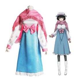 Anime Steins Gate 0 Shiina Mayuri White and Blue Dress Cosplay Costume with Scarf