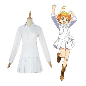 Anime The Promised Neverland Emma White Shirt Skirt Suit Cosplay Costume