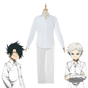 Anime The Promised Neverland Ray and Norman White Shirt Suit Cosplay Costumes