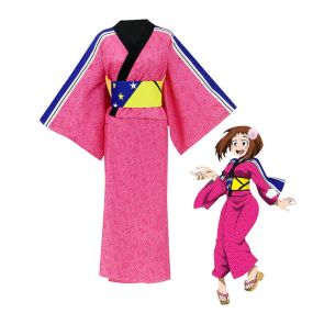 Anime MHA Ochaco Uraraka Pink Kimono Cosplay Costume