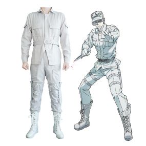 Anime Cells at Work White Blood Cell Uniform Cosplay Costume with Hat