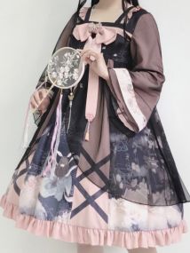 Chinese Hanfu Lolita One-piece Dress Dreamland Retro Ink Painting Elegant Sweet OP Dress