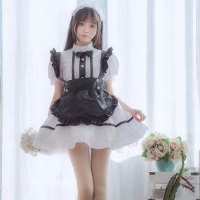 Coffee Waitress Dress Lolita Daily Black Maid Outfit Lolita Dress Fancy Cosplay Costume