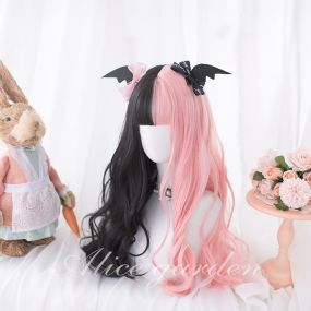 Rainbow Candy Wigs Black and pink Long Lolita Wig