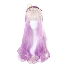 Rainbow Candy Wigs Golden gradient purple Long Lolita Wig