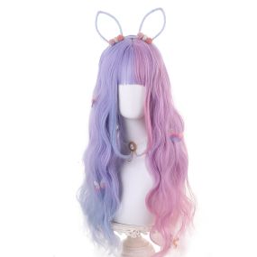 Rainbow Candy Wigs Half blue and half purple Long Lolita Wig