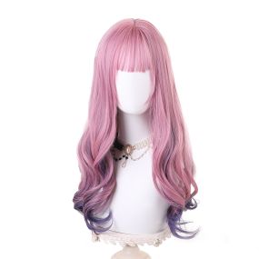 Rainbow Candy Wigs Pink gradient purple Long Lolita Wig