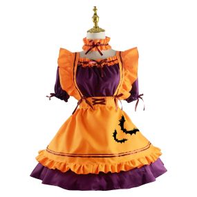 Halloween Anime Orange Maid Outfit Lolita Dress Crossdresser Large Fancy Cosplay Costume