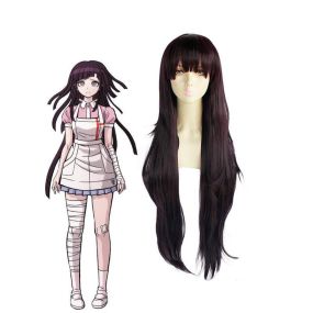 Anime Danganronpa 2 Goodbye Despair Mikan Tsumiki 100cm Long Black Purple Cosplay Wigs