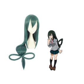 Anime MHA Tsuyu Asui Cosplay Wigs Long Green Wig