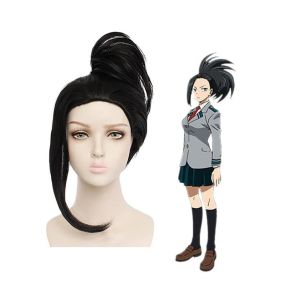 Anime MHA Momo Yaoyorozu Long Black Cosplay Wigs