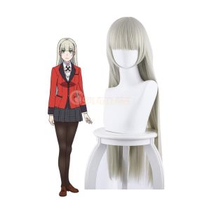 Anime Kakegurui Ririka Momobami 80cm Long Grey Straight Cosplay Wigs