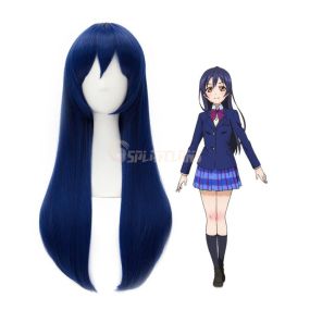Anime LoveLive! Sonoda Umi Long Dark Blue Cosplay Wigs