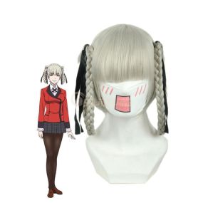 Anime Kakegurui Kirari Momobami Synthetic Silver Cosplay Wigs