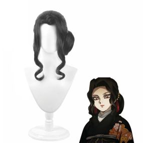 Anime Demon Slayer Kibutsuji Muzan Woman Black Short Cosplay Wigs