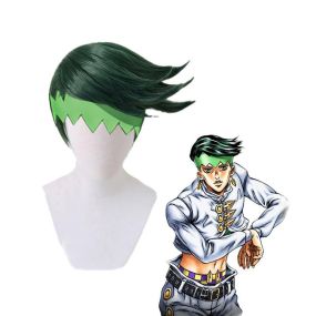 Anime Bizarre Adventure Diamond is Unbreakable Rohan Kishibe Short Green Cosplay Wigs