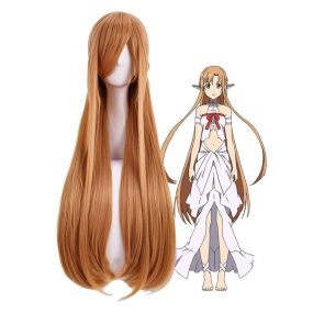 Anime Sword Art Online Yuuki Asuna Long Brown Cosplay Wigs