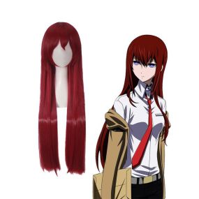 Anime Steins;Gate Makise Kurisu Long Wine Red Cosplay Wigs