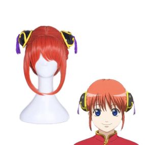 Anime Gintama Kagura Short Orange Red Cosplay Wigs