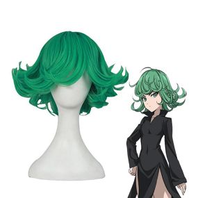 Anime One Punch Man Terrible Tornado Short Green Curly Cosplay Wigs