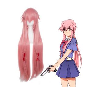 Anime Future Diary Yuno Gasai Long Pink Cosplay Wigs