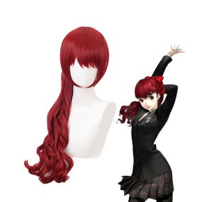 Anime Persona 5 Kasumi Yoshizawa Long Wine Red Cosplay Wigs